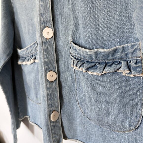 Women's SELVA NEGRA Size S Lucille Jacket, Sea Salt Pockets Ruffle $300 - Picture 9 of 16